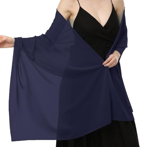 Sheer navy shawl / scarf / wrap - Picture 1 of 3